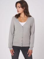 Basic organisch cashmere vest met V-hals