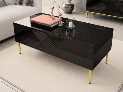 Salontafel EXILA 2 deuren hoogglans zwart