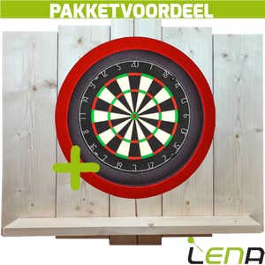 Lena Professional Dartbord + Lena Dartbordverlichting Basic Rood + Lena Wooden Wall Protector