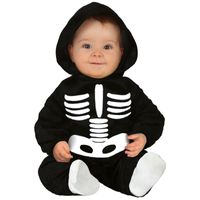 Zwart/wit skelet verkleedpak voor baby/peuter 12-24 maanden  - - thumbnail