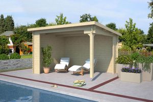 Outdoor Life Lara Blokhut 400x295 cm 28 mm vuren blank- Lessenaarsdak- Onbehandeld vurenhout- Outdoor Life