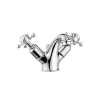 Crosswater Belgravia Wastafelkraan - witte rechte grepen - waste - chroom BL110DPC