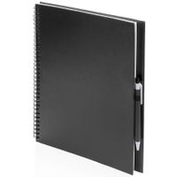 Schetsboek/tekenboek zwart A4 formaat 80 vellen inclusief pen - thumbnail