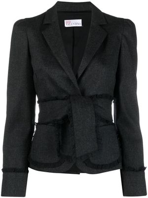 Valentino Garavani Pre-Owned veste ceinturée à bordure de dentelle (années 2000) - Gris