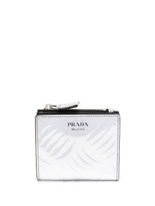 Prada portefeuille en cuir à logo imprimé - Argent