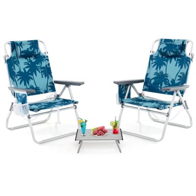 Strandstoelen met Tafel Opvouwbare Campingstoelen met Verstelbare Rugleuning Opvouwbare Stoelen Lichtblauw