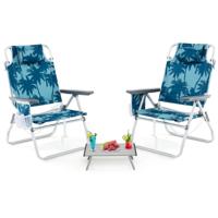 Strandstoelen met Tafel Opvouwbare Campingstoelen met Verstelbare Rugleuning Opvouwbare Stoelen Lichtblauw