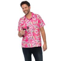 Tropical party Hawaii blouse heren - bloemen - roze - carnaval/themafeest - plus size - thumbnail