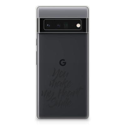 Google Pixel 6 Pro | Siliconen hoesje | met naam Heart Smile Google Pixel 6 Pro | Siliconen hoesje | met naam Heart Smile