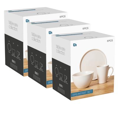 Ontbijt Servies set - 18-delig - wit - keramiek - tafelservies - 6 personen