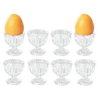 Excellent Houseware luxe eierdopjes - 8x stuks - transparant - gedecoreerd glas - 6 cm