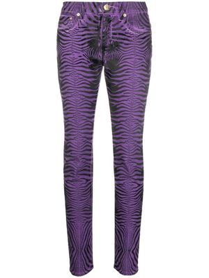 Roberto Cavalli pantalon skinny à motif tigré - Noir