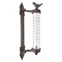 Esschert Design Wandthermometer - gietijzer - met vogel - 27 cm - temperatuurmeter