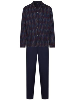 Katoenen heren doorknooppyjama streepjes