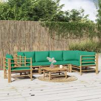 7-delige Loungeset met kussens bamboe groen