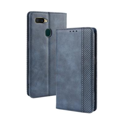 Magnetische Buckle retro Crazy Horse textuur horizontale Flip lederen case voor oppo A7 met houder & kaartsleuven & fotolijstjes (blauw)