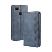 Magnetische Buckle retro Crazy Horse textuur horizontale Flip lederen case voor oppo A7 met houder & kaartsleuven & fotolijstjes (blauw)