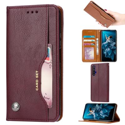 Knead huidtextuur horizontaal Flip lederen case voor Huawei Honor 20 met foto frame & houder & kaartsleuven & portemonnee (wijn rood)