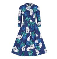 Hearts & Roses Gloria Floral Swing Dress Blue-XXL
