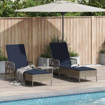 Ligbed met kussen 2 pcs Grijs 35 x 35 x 32cm poly rattan