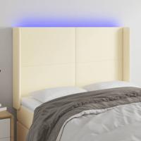 Hoofdbord LED 147x16x118/128 cm kunstleer crèmekleurig