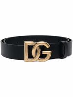 Dolce & Gabbana ceinture en cuir à logo DG - Noir