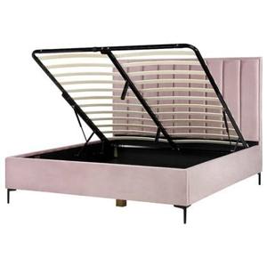 Beliani-SEZANNE -Bed met opbergruimte-Roze-180 x 200 cm-Fluweel