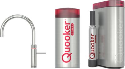 Quooker Fusion round met COMBI boiler en CUBE reservoir 5-in-1 kokend water kraan RVS