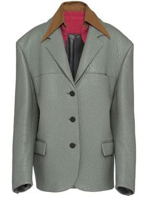 Prada blazer en cuir à col superposé - Gris