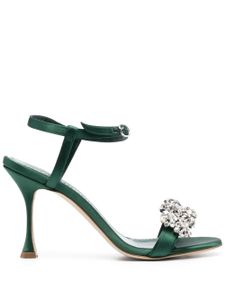 Manolo Blahnik sandales à ornements de cristaux - Vert