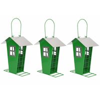 3x Stuks vogel voeder huisje voor pindas/vetbollen groen metaal 19 cm