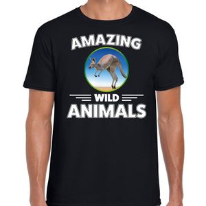 T-shirt kangoeroes amazing wild animals / dieren zwart voor heren 2XL  -