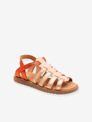 BELLA leren sandalen met klittenbandsluiting, metallic look, meisje BISGAARD goudroze BELLA leren sandalen met klittenbandsluiting, metallic look, meisje BISGAARD goudroze