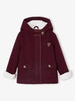 Mantel met capuchon van wol met sherpa voering voor meisjes bordeauxrood