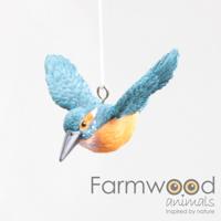 Vogel ijsvogel vliegend 8,5x8x5cm