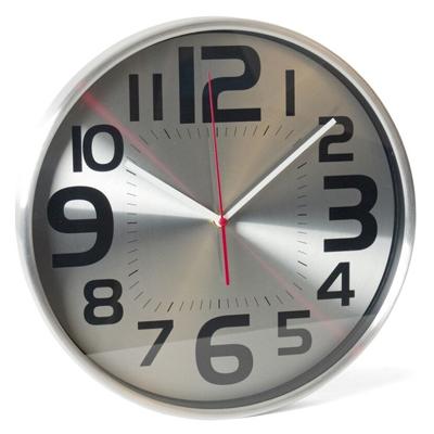 Wandklok modern - zilver - 30 cm - aluminium - grote cijfers
