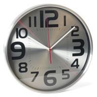Wandklok modern - zilver - 30 cm - aluminium - grote cijfers