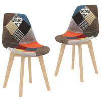 vidaXL Eetkamerstoelen 2 st met patchwork ontwerp stof meerkleurig - thumbnail