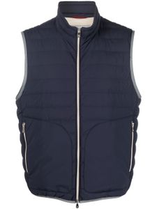 Brunello Cucinelli gilet matelassé à fermeture zippée - Bleu