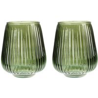 Set van 2x Excellent Houseware glazen vaas / bloemen vazen - groen - 18 x 19 cm - Vazen - thumbnail
