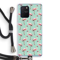 Flamingoprint groen: Samsung Galaxy Note 10 Lite Transparant Hoesje met koord