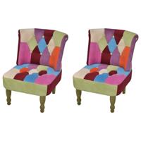 Franse stoelen 2 st met patchwork ontwerp stof