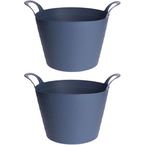 2x Stuks Flexibele emmers/wasmanden - 30L - blauw - kunststof