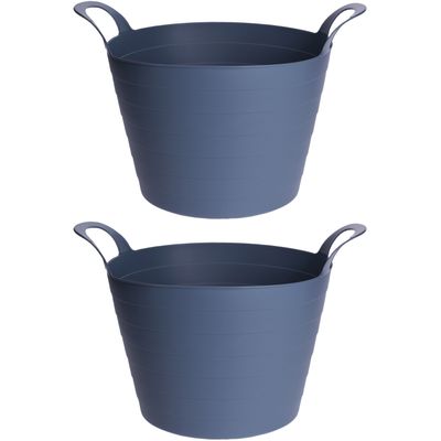 2x Stuks Flexibele emmers/wasmanden - 30L - blauw - kunststof