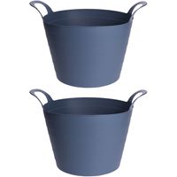 2x Stuks Flexibele emmers/wasmanden - 30L - blauw - kunststof