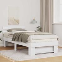 Bedframe met hoofdeinde Wit 75 x 190 cm Massief grenenhout