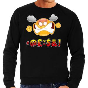 Funny emoticon sweater scheldend zwart heren