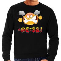 Funny emoticon sweater scheldend zwart heren - thumbnail