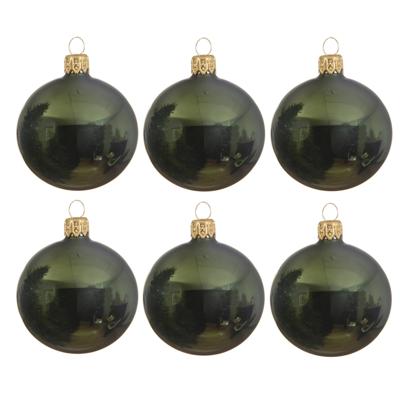 Decoris kerstballen - 6x st - donkergroen - 8 cm - glas - kerstversiering