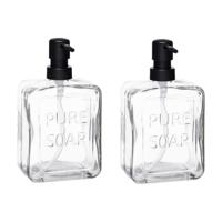 Luxe zeeppompje/dispenser PURE - 2x - helder transparant - glas - 18 x 10 cm - 570 ml - thumbnail